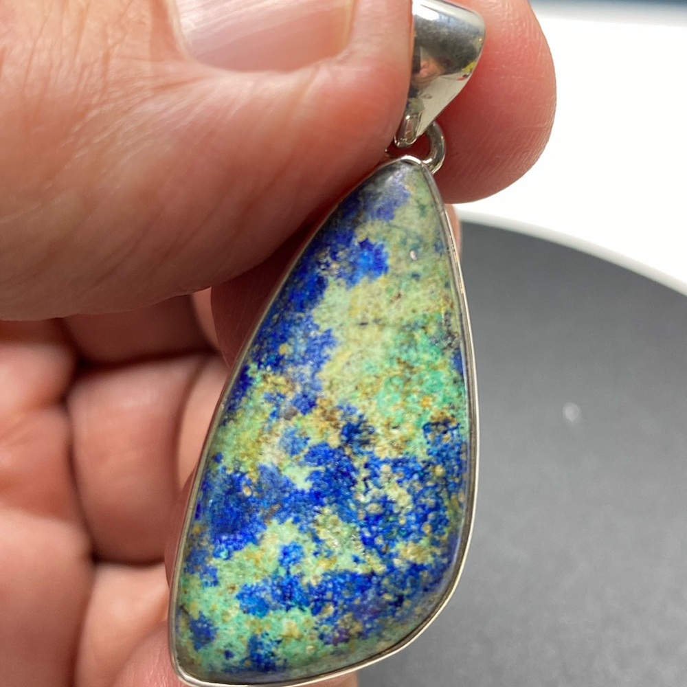 🆕 AZURITE💙💚💙PENDANT IN SOLID STERLING SILVER 925